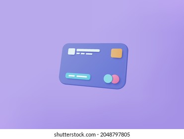 3D credit card money financial security for online shopping, online payment credit card with payment protection concept. 3d render for business finance, online banking and online shopping for security