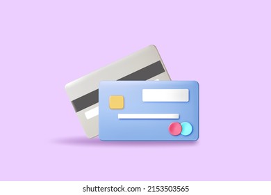 3D credit card money financial security for online shopping, credit card 3d with payment protection concept. 3d render vector for business finance. online shopping and online payment. minimal style.