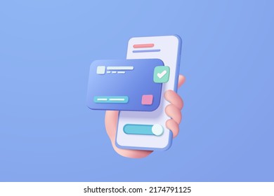 tarjeta de crédito 3D dinero garantía financiera para compras en línea, tarjeta de crédito de pago en línea con concepto de protección de pagos. 3d representación vectorial para finanzas empresariales, compra con concepto de seguridad móvil