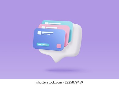 3D credit card money financial security for online shopping, online payment credit card with payment protection concept. 3d business finance vector icon render illustrator for shopping on e-commerce