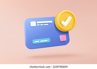 3D credit card money financial for online shopping, online payment credit card 3d on bank account with payment protection. 3d business finance vector icon render illustrator for shopping on e-commerce