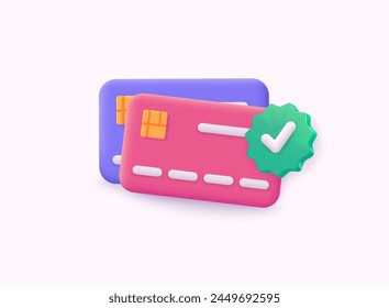 3D credit card money financial security for online shopping, online payment credit card  3D Vector Illustrations.