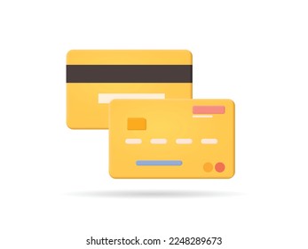 3D credit card vector with chip for business and finance. Realistic bank card mock up