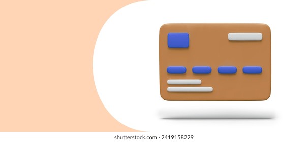 3D credit card without numbers and text. Neutral object, mockup for advertising financial services