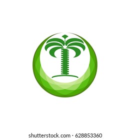 3D Crescent With Dates Tree Logo