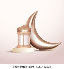 3D-Crescent Mond und arabische Laternen Luxus-Rmadan-Dekoration Version 2