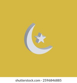 3D Crescent Moon Ornament for Eid Mubarak