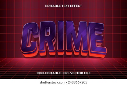 efecto de texto vectorial editable de estilo de logotipo de crimen 3d