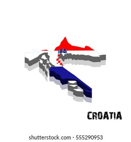 3D Croatia map and flag