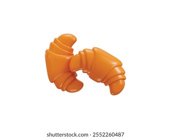 3D Croissant icon concept of bakery item Sweet pastry food icon vector illustration