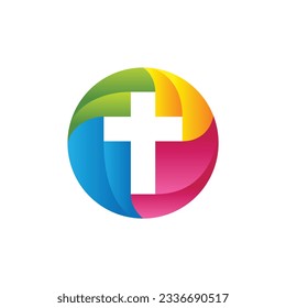 3d cross logo rounded in sphere