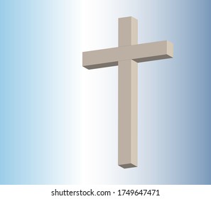 3D cross on a blue sky background