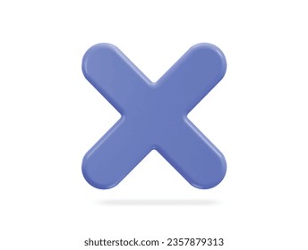 3d cross rejection icon illustration