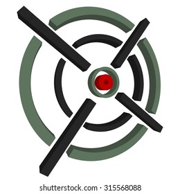 3d cross-hair, reticle, target mark on white. Editable.