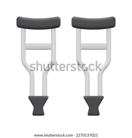 3d crutches icon vector. Isolated on white background. 3d nursing home, medical and healthcare concept. Cartoon minimal style. 3d crutch icon vector render illustration.