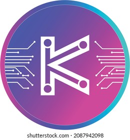 Moneda criptográfica en 3D Letra con logotipo K símbolo de la minería de la tecnología moderna Bitcoin Icono digital