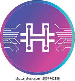 3D crypto currency Logo letter H symbol Modern Tech Mining Bitcoin Digital Icon