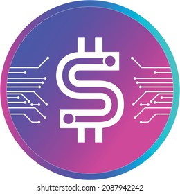 Moneda criptográfica en 3D Símbolo del logotipo S Icono digital de bitcoin de la tecnología moderna