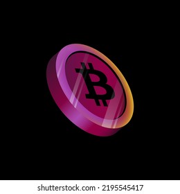 3D Cryptocurrency Coin. Glossy Pink Coin Element. Vector illustration