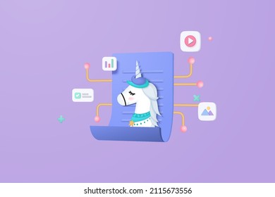 3d concepto criptodivisa para archivos de imagen unicornio en transferencia de NFT al dólar por tecnología blockchain, fondo futurista. Cambio de criptografía flotante y en efectivo. concepto de sociedad sin efectivo en vector 3d