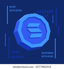 3D Cryptocurrency Solana Token Illustration In Flat Design. Perfect For Blockchain, SOL, Trading, Digital Currency, Financial Growth, Business Innovation, Technology, And Investment Concepts.