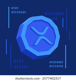 3D Cryptocurrency XRP Token Illustration In Flat Design. Perfect For Blockchain, Trading, Digital Currency, Financial Growth, Business Innovation, Technology, And Investment Concepts.