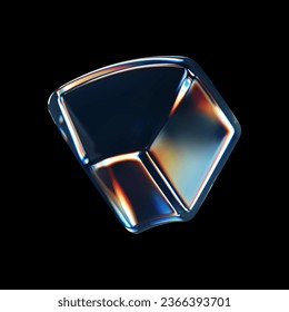 3d crystal glass cube with refraction and holographic effect isolated on black background. Render transparent glass rotate box with overlay dispersion light, rainbow gradient. 3d vector illustration