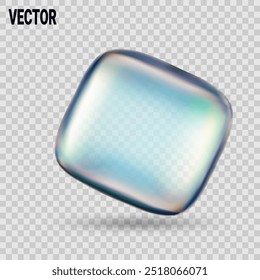Elemento de cristal 3D. Objeto de forma geométrica iridiscente brillante. Ilustración vectorial 3D
