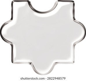 3D crystal glass jigsaw puzzle piece. Logic game toy. Vector realistic glossy transparent geometric shape part. Jigsaw detail for connected or disassembling, choice connection, variation attach