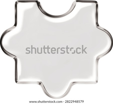3D crystal glass jigsaw puzzle piece. Logic game toy. Vector realistic glossy transparent geometric shape part. Jigsaw detail for connected or disassembling, choice connection, variation attach