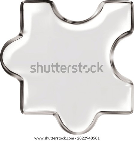 3D crystal glass jigsaw puzzle piece vector icon. Logic puzzle game toy. Realistic glossy transparent geometric shape part. Jigsaw detail for connected or disassembling, variation attach