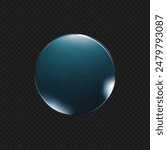 3d crystal glass plate with rainbow, holographic effect isolated on dark background. Render transparent glass disk, product podium or mirror with iridescent gradient texture. 3d vector figure