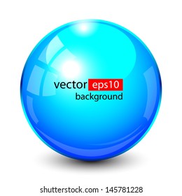 3D crystal, glass sphere, vector illustration