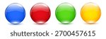 3D crystal magic sphere set. Glass transparent colored balls with shadows