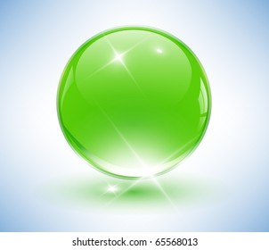 3D crystal sphere, green ball. Vector illustration.