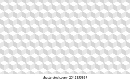 3d cube art seamless pattern in white colors. Vector illustration of background art