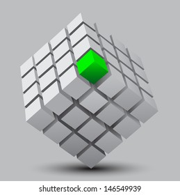 3d cube assembling from blocks 