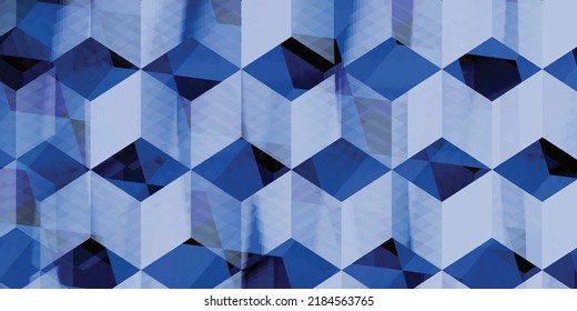 3d Cube background blue transparent glass art work vibrant vector illustration drawing for wallpaper or backdrop