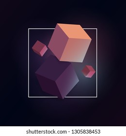 3d cube background vector