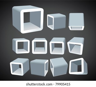 3D cube box isolated