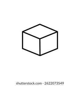 3D cube box line icon vector on white background