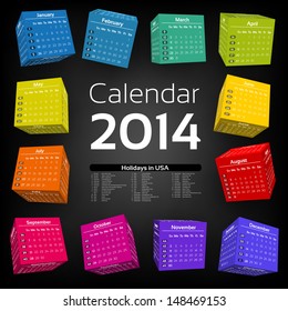 3d cube calendar 2014