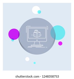 3d, cube, dimensional, modelling, sketch White Line Icon colorful Circle Background