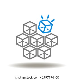 3D cube flowchart vector illustration. Interoperability symbol.