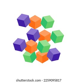 3d cube flying vector illustration tech graphics colourful 