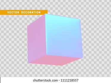 3d cube, geometric square isolated realistic on transparent background.