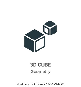 3d cube glyph icon vector on white background. Flat vector 3d cube icon symbol sign from modern geometry collection for mobile concept and web apps design.