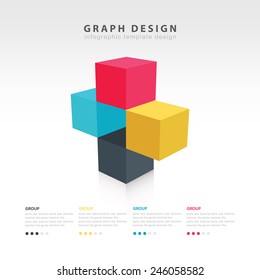 3d Cube Graph And Info Graphic Design Template 4 Color