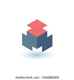 3d cube graphic design. mathematical structure. Stock Vector illustration isolated on white background.