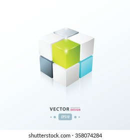 3D Cube green blue gray color
